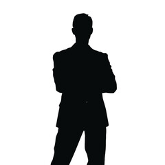 Businessman in suit avatar, front view. Abstract isolated vector silhouette