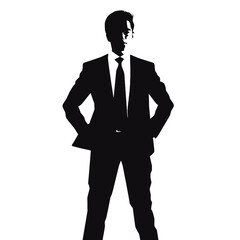 Businessman in suit avatar, front view. Abstract isolated vector silhouette