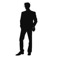 Businessman in suit avatar, front view. Abstract isolated vector silhouette