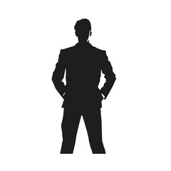 Businessman in suit avatar, front view. Abstract isolated vector silhouette