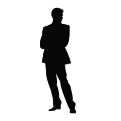 Businessman in suit avatar, front view. Abstract isolated vector silhouette