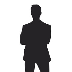 Businessman in suit avatar, front view. Abstract isolated vector silhouette