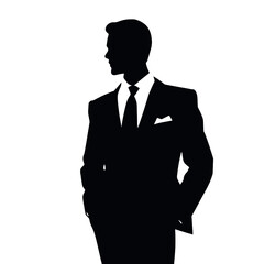 Businessman in suit avatar, front view. Abstract isolated vector silhouette