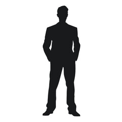 Businessman in suit avatar, front view. Abstract isolated vector silhouette