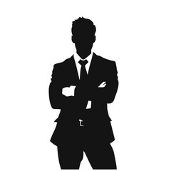 Businessman in suit avatar, front view. Abstract isolated vector silhouette
