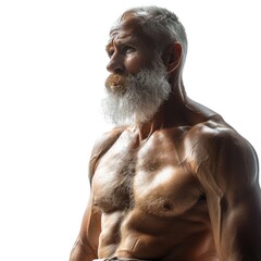 Generative AI of Muscular elderly athlete in gym attire defies retirement norms.