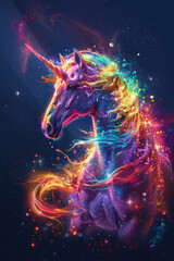 A stunning unicorn artwork with a rainbow of colors.