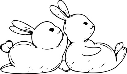 Hand drawn cute bunny illustration on transparent background.
