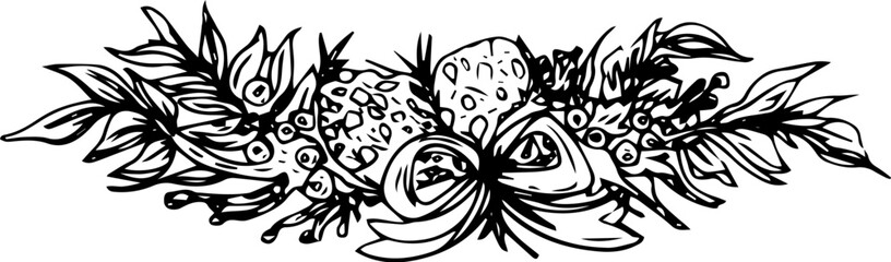 Line hand drawn bouquet of flowers.