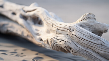 Weathered Driftwood on Sandy Shore