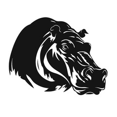 Fototapeta premium hippo silhouette on white background, in black, 