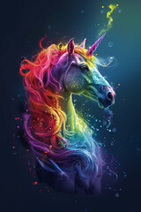 Obraz na płótnie Canvas A beautiful unicorn illustration with a rainbow of colors.