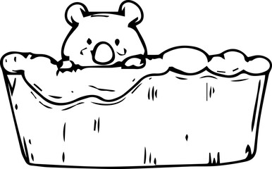 Hand drawn bear family cartoon illustration on transparent background.