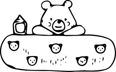 Hand drawn bear cartoon illustration on transparent background.