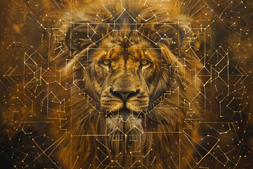 illustration of lion sacred geometry 