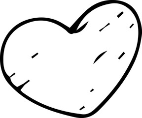 Hand drawn heart illustration on transparent background.
