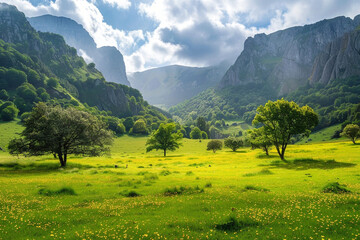Majestic lush green landscape in the summer