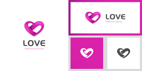 abstract love logo icon design. Heart ribbon creative logo symbol