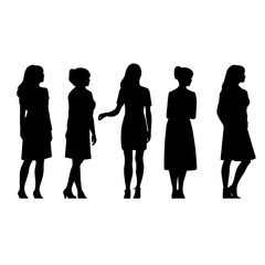 silhouettes group of of women  standing vector