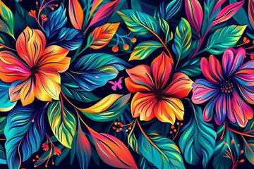 seamless floral pattern of multiple colors