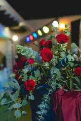 A centerpiece is a central decorative object, often flowers, candles or fruit, and is an important part of the wedding reception decoration.