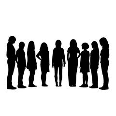 silhouettes group of of women  standing vector
