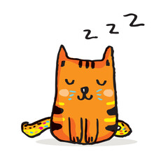  Cute cat doodle vector design,Cat hand drawn doodle cartoon,cat vector illustration for print, cute animal