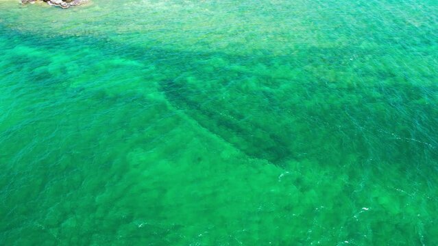 Drone shot looking down at the Christina Nilsson Shipwreck (1871)