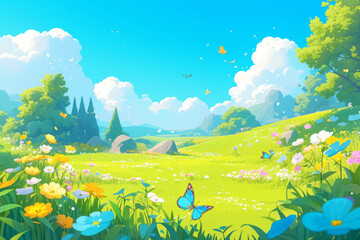 Fototapeta premium butterfly in spring flowers