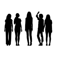 Lady businessman silhouette vector collection. Stylish businesswoman silhouette set standing in different poses. Modern female models silhouette bundles wearing suits with different poses.