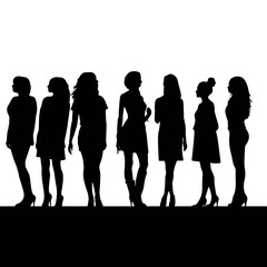 Lady businessman silhouette vector collection. Stylish businesswoman silhouette set standing in different poses. Modern female models silhouette bundles wearing suits with different poses.