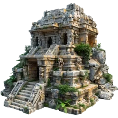 Foto op Canvas Maya temple - A stone temple with overgrown plants. isolated on transparent background, element remove background, element for design  © minhnhat