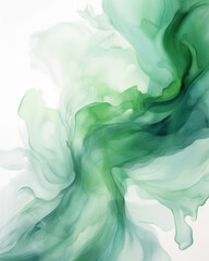 Abstract Green Watercolor Flow
