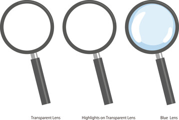 透明な背景に虫眼鏡の分離したベクトル図	
