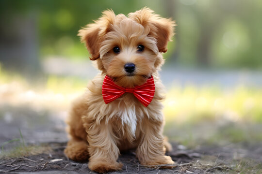 The Captivating Picture of a Fluffy Brown Puppy Charming Viewers with its Playfulness and Innocence.