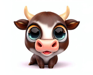 3D Cute smile little OX