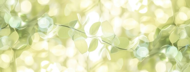 Fototapeta premium Dreamy Bokeh Lights With Fresh Green Leaves