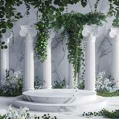 Elegant 3D podium column display with Roman and Greek influence, showcasing beauty and classic design with a touch of luxury. - obrazy, fototapety, plakaty