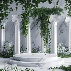 Selbstklebende Fototapeten Elegant 3D podium column display with Roman and Greek influence, showcasing beauty and classic design with a touch of luxury. © Hasanul