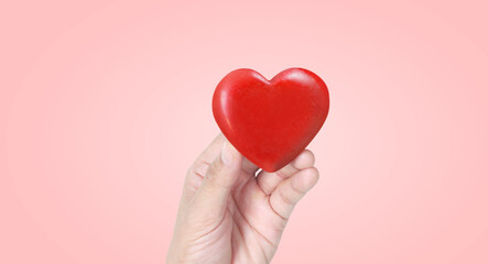 Hands holding  red heart. heart health donation - 755338797