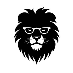 Fototapeta premium Portrait of Lion with glasses and headphones. Hand-drawn illustration. Vector