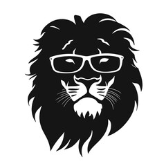 Portrait of Lion with glasses and headphones. Hand-drawn illustration. Vector