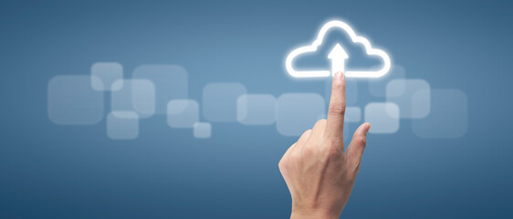 Hand pushing on  touch screen interface