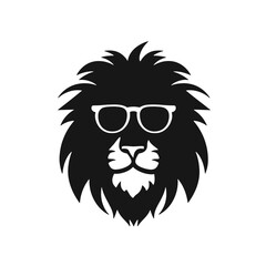 Portrait of Lion with glasses and headphones. Hand-drawn illustration. Vector