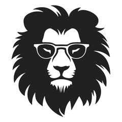 Portrait of Lion with glasses and headphones. Hand-drawn illustration. Vector