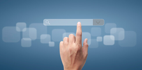 Hand pushing on  touch screen interface