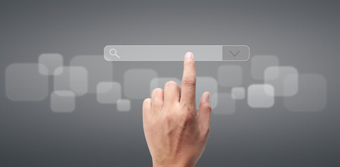 Hand pushing on  touch screen interface