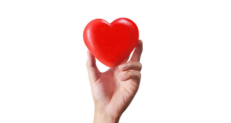 Hands holding  red heart. heart health donation