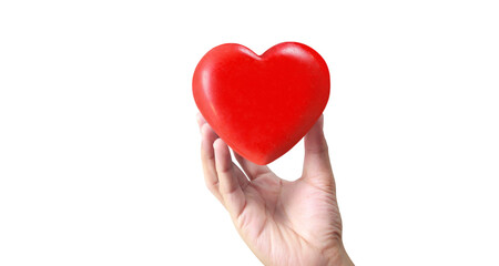 Hands holding  red heart. heart health donation