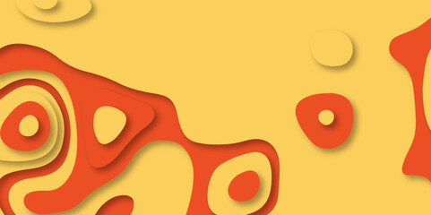 Paper cut topography background. 3D, origami art, paper layers cut background in yellow and orange color. Modern trendy paper design for banner. Vector illustration